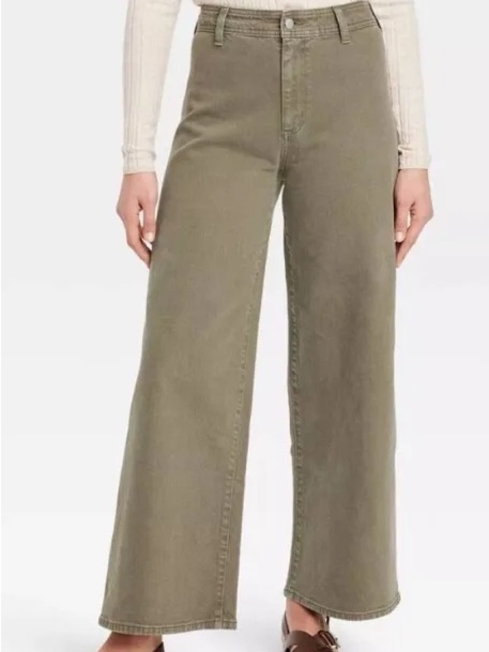 Universal Thread Women's Wide-Leg High-Rise Jeans in Olive Green